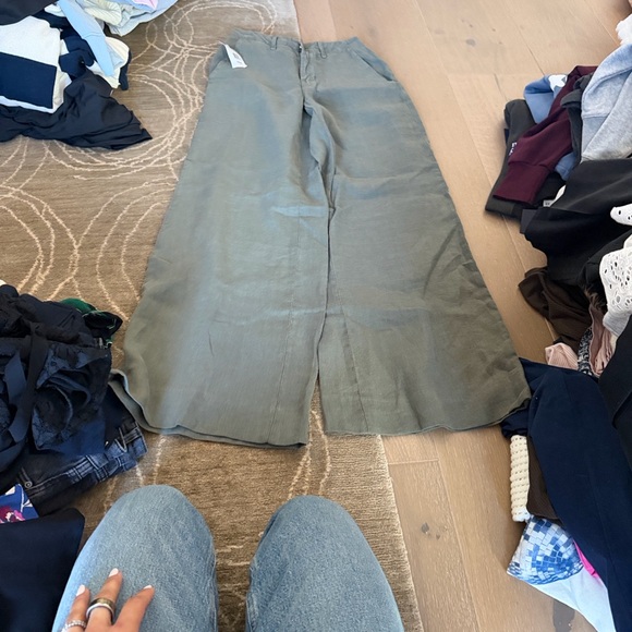 L'AGENCE Khaki Wide-Leg Trousers - Picture 4 of 5